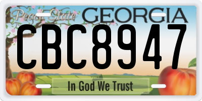 GA license plate CBC8947