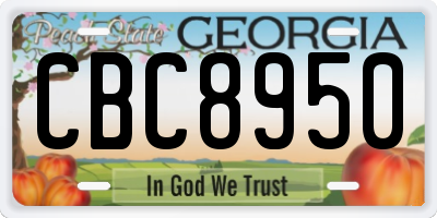 GA license plate CBC8950