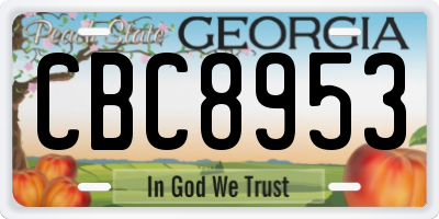 GA license plate CBC8953
