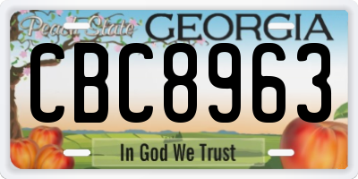 GA license plate CBC8963