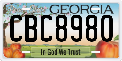 GA license plate CBC8980