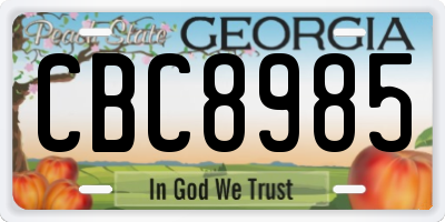 GA license plate CBC8985