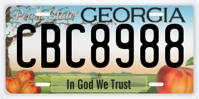 GA license plate CBC8988