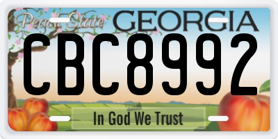 GA license plate CBC8992