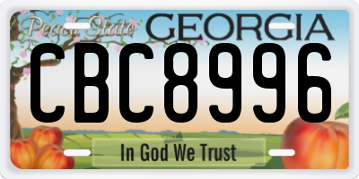 GA license plate CBC8996