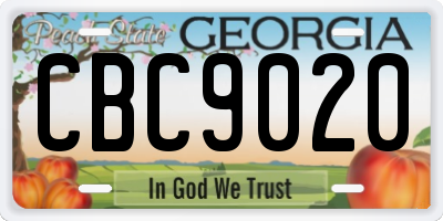 GA license plate CBC9020