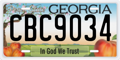 GA license plate CBC9034