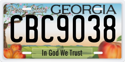 GA license plate CBC9038