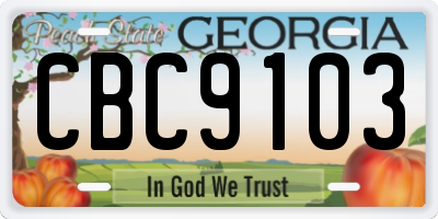 GA license plate CBC9103