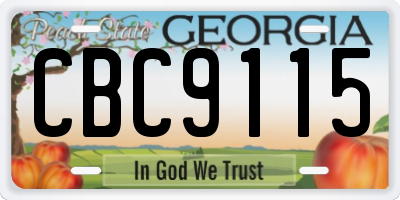 GA license plate CBC9115