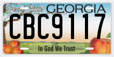 GA license plate CBC9117