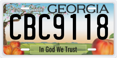 GA license plate CBC9118