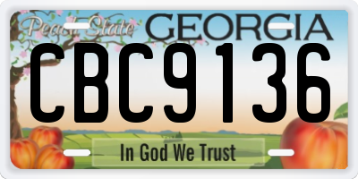 GA license plate CBC9136