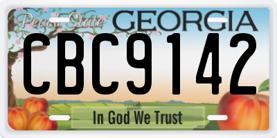 GA license plate CBC9142