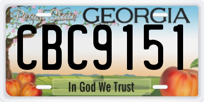 GA license plate CBC9151