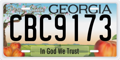 GA license plate CBC9173