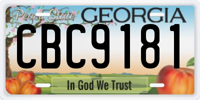 GA license plate CBC9181
