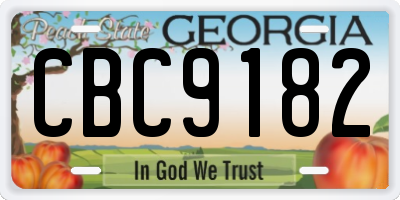 GA license plate CBC9182