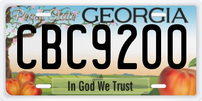 GA license plate CBC9200