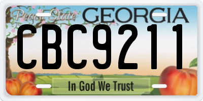 GA license plate CBC9211