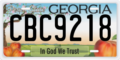 GA license plate CBC9218