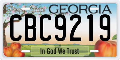 GA license plate CBC9219