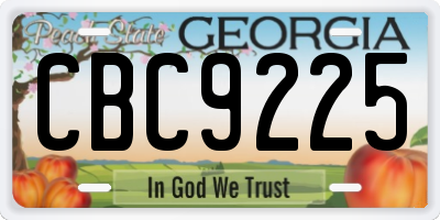 GA license plate CBC9225