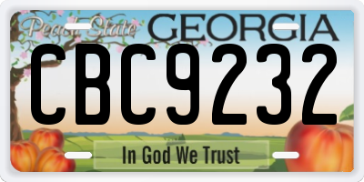 GA license plate CBC9232
