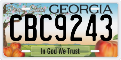 GA license plate CBC9243