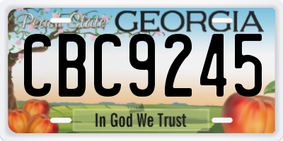 GA license plate CBC9245