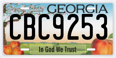 GA license plate CBC9253
