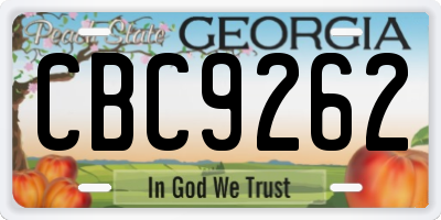 GA license plate CBC9262