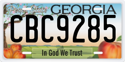 GA license plate CBC9285