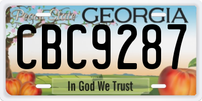 GA license plate CBC9287