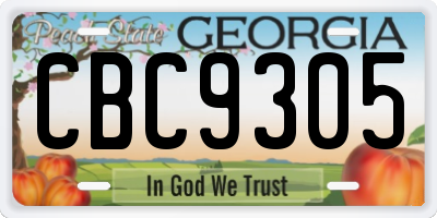 GA license plate CBC9305