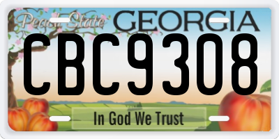 GA license plate CBC9308