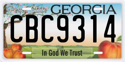 GA license plate CBC9314