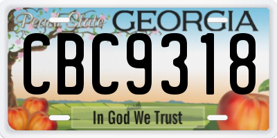 GA license plate CBC9318