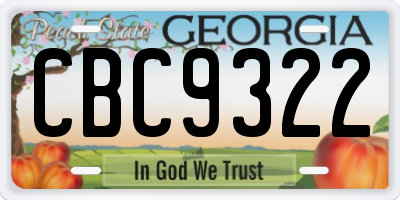 GA license plate CBC9322