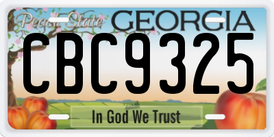 GA license plate CBC9325