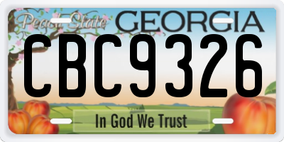 GA license plate CBC9326