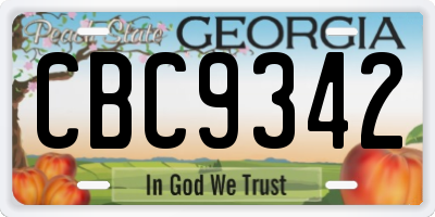 GA license plate CBC9342