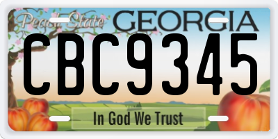 GA license plate CBC9345