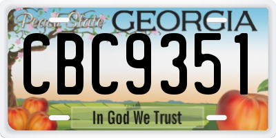 GA license plate CBC9351