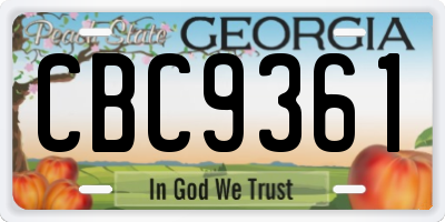 GA license plate CBC9361