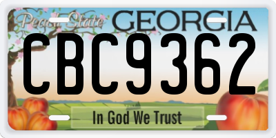 GA license plate CBC9362