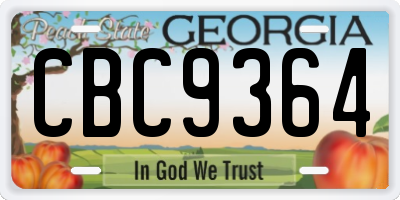 GA license plate CBC9364