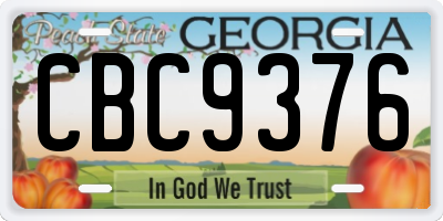 GA license plate CBC9376