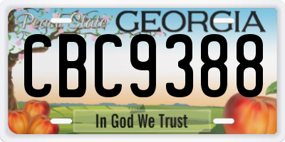 GA license plate CBC9388