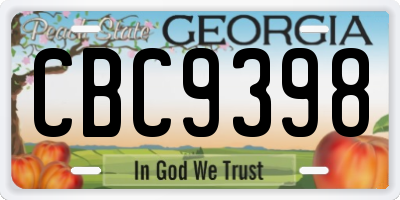 GA license plate CBC9398